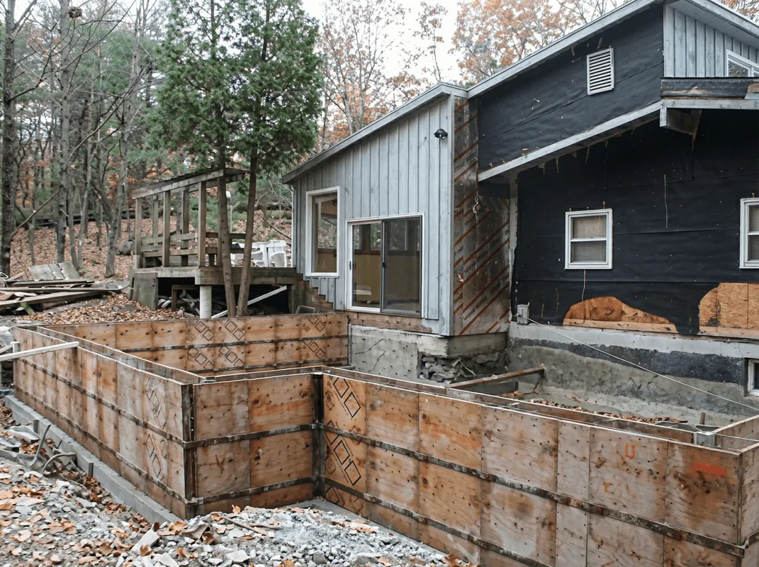 Prepared site with foundation forms for home remodeling and addition project in Buffalo, NY